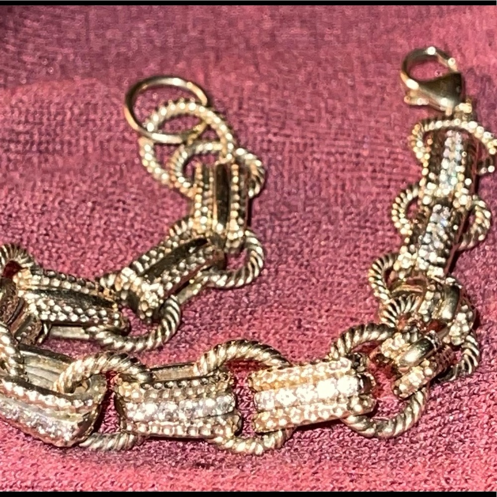 Sterling Silver w/ Gold Vermeil CZ 7" Bracelet
